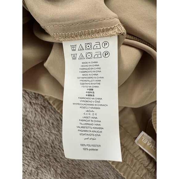 Michael Kors Satin Utility Cargo Pants Women’s Sz L Khaki pull on New - Picture 16 of 16